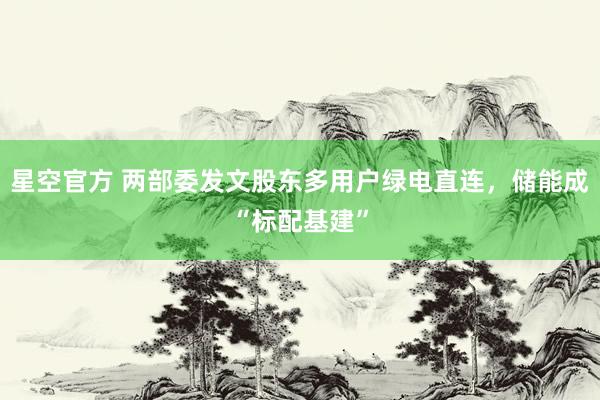 星空官方 两部委发文股东多用户绿电直连，储能成“标配基建”
