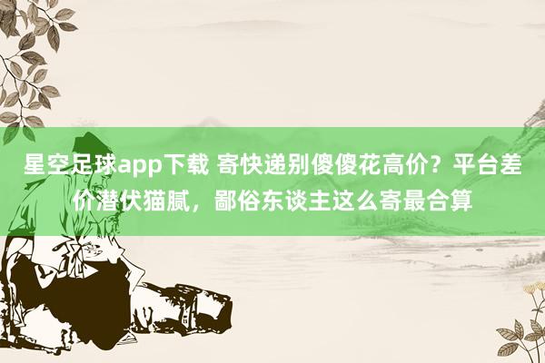 星空足球app下载 寄快递别傻傻花高价？平台差价潜伏猫腻，鄙俗东谈主这么寄最合算