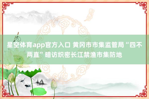 星空体育app官方入口 黄冈市市集监管局“四不两直”暗访织密长江禁渔市集防地