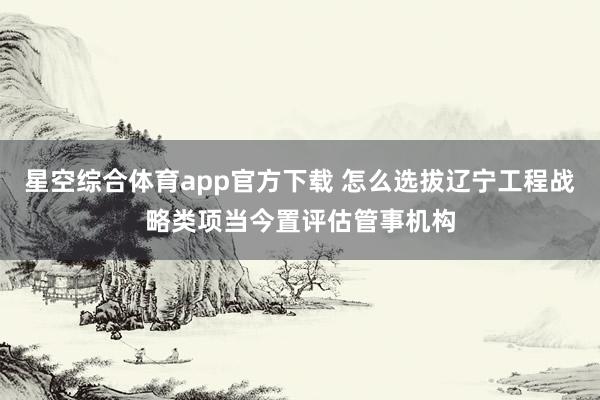 星空综合体育app官方下载 怎么选拔辽宁工程战略类项当今置评估管事机构