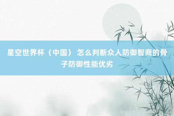 星空世界杯（中国） 怎么判断众人防御智商的骨子防御性能优劣