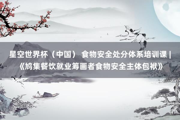 星空世界杯（中国） 食物安全处分体系培训课 |《鸠集餐饮就业筹画者食物安全主体包袱》