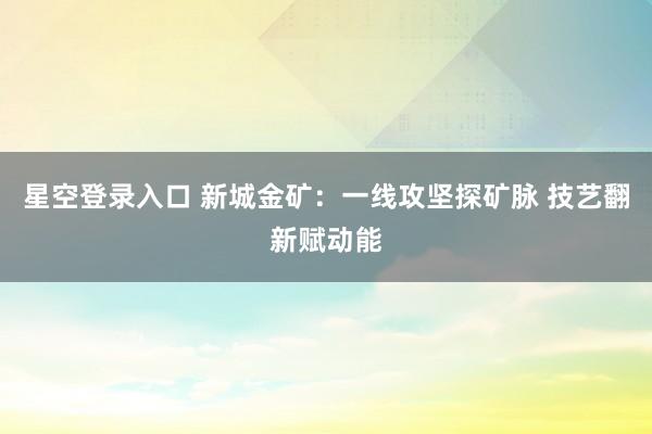 星空登录入口 新城金矿：一线攻坚探矿脉 技艺翻新赋动能