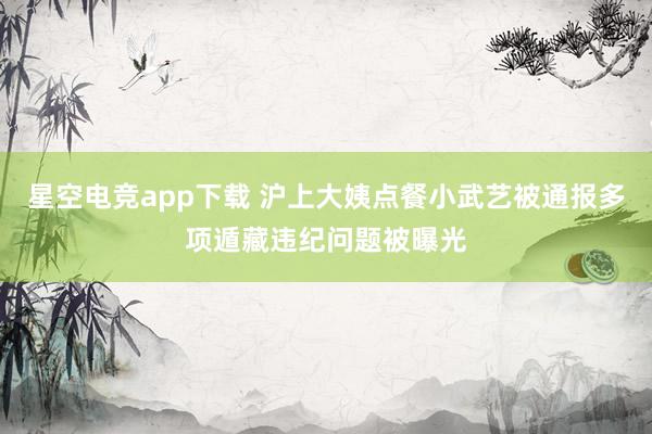 星空电竞app下载 沪上大姨点餐小武艺被通报多项遁藏违纪问题被曝光