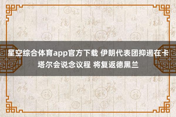 星空综合体育app官方下载 伊朗代表团抑遏在卡塔尔会说念议程 将复返德黑兰