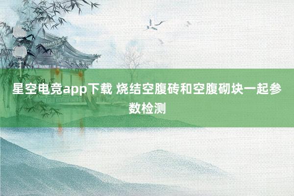 星空电竞app下载 烧结空腹砖和空腹砌块一起参数检测