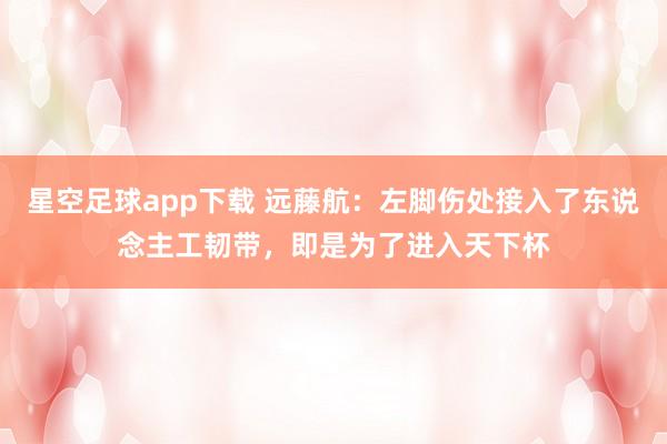 星空足球app下载 远藤航：左脚伤处接入了东说念主工韧带，即是为了进入天下杯