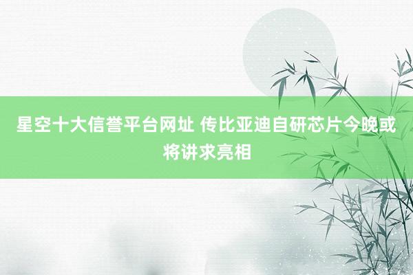 星空十大信誉平台网址 传比亚迪自研芯片今晚或将讲求亮相